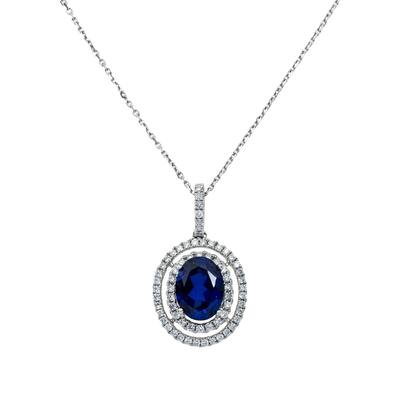 House Of Leon 14K & 18K White Gold Diamond & Oval Cut Sapphire Gemstone Necklace