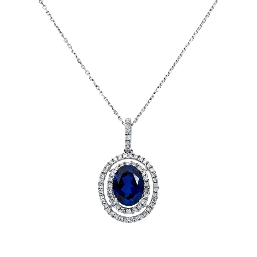House Of Leon 14K & 18K White Gold Diamond & Oval Cut Sapphire Gemstone Necklace