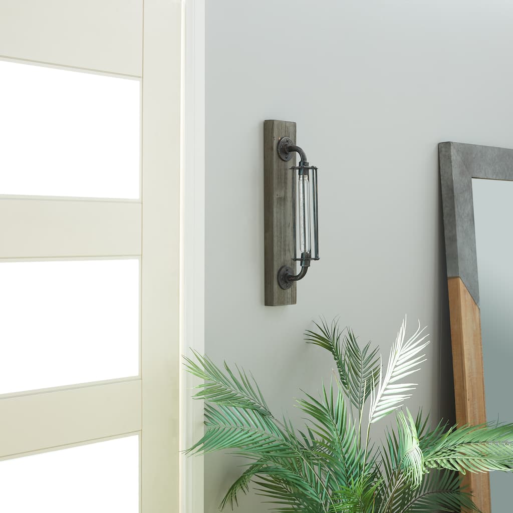 Black Metal Battery Operated Geometric Accent Lamp with Included Fixed LED Light - 4 x 6 x 20