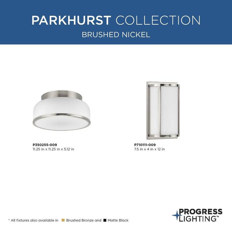 Parkhurst Collection Two-Light Brushed Nickel New Traditional 11-1 4" Flush Mount Light - 11.25 in x 11.25 in x 5.12 in