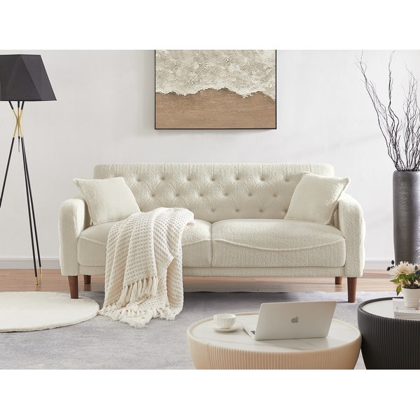 Attractive Linen Sofa Bed with Tufted Buttons, High Density Foam and