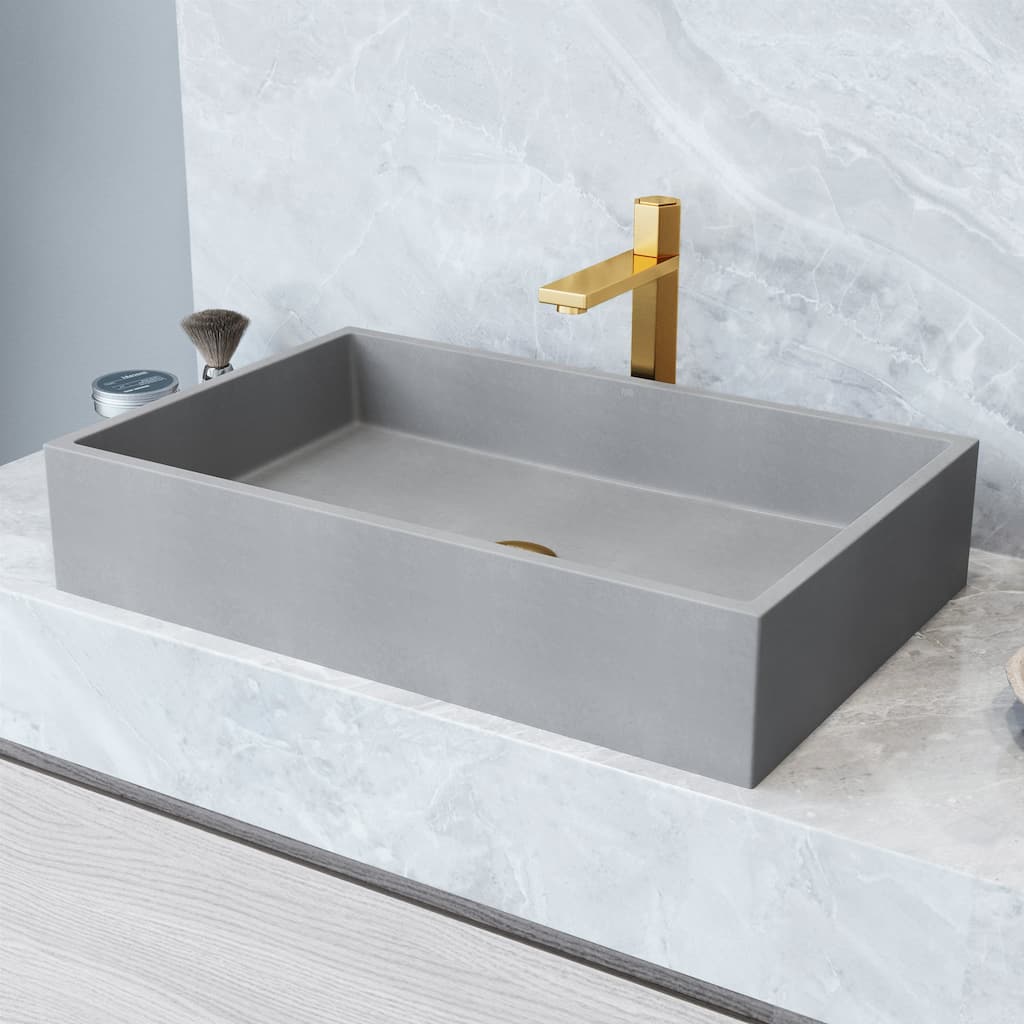 Vigo VG04070 Orvieto Gothic 24" L x 15" W x 5" H Rectangular Concrete