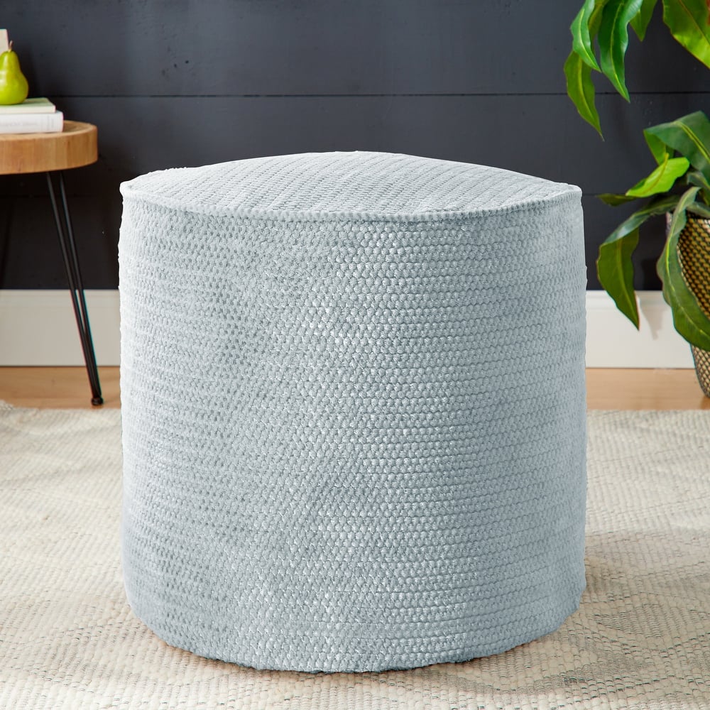 Sorra Home Velvet Shimmer Indoor Textured Round Bean Pouf/Ottoman