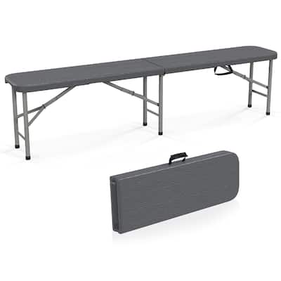 Gymax 6 ft Plastic Folding Bench Portable Fold-in-Half Seat w/ 1320