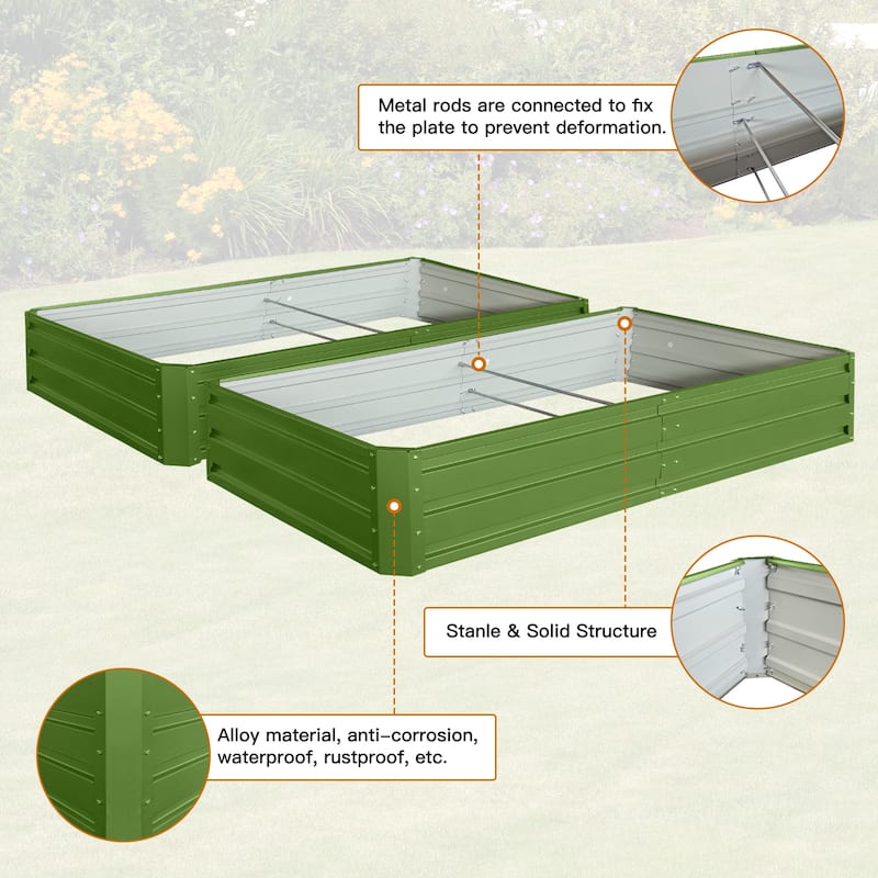 6 x 3 x 1 ft (2 pack) Metal Garden Bed,Outdoor Planter Box Metal Patio Kit Planting Bed for Vegetables Flowers Herb