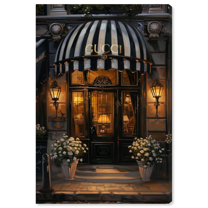 Elegant Night Time Store Visit Canvas by Art Remedy, Gallery Wrapped - 10" x 15"