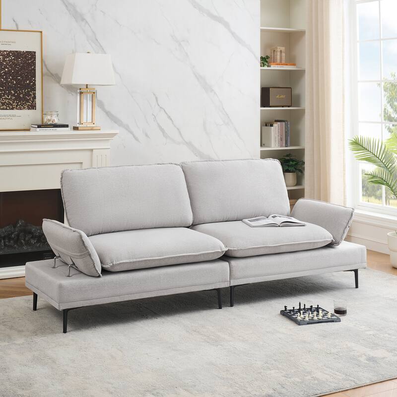 89-Inch Light Grey Polyester Blend Sofa with Easy Assembly and Comfort Features