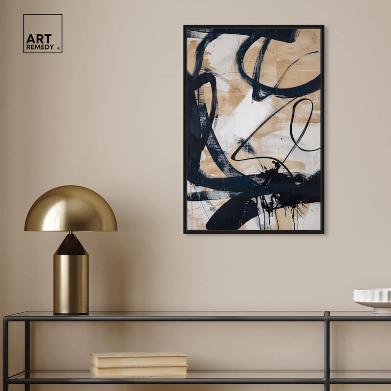 Art Remedy Flowing Framed Abstract Shapes 1 Piece Canvas Wall Art