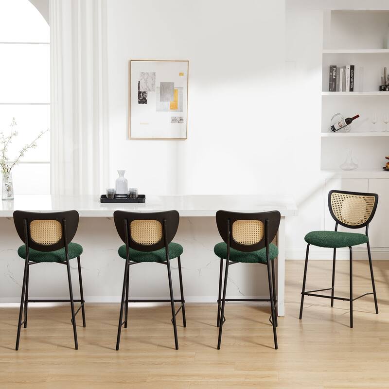 26" Rattan Counter Height Bar Stools Set of 2/3/4 - 37.8"H x 17.7"W x 21.7"D