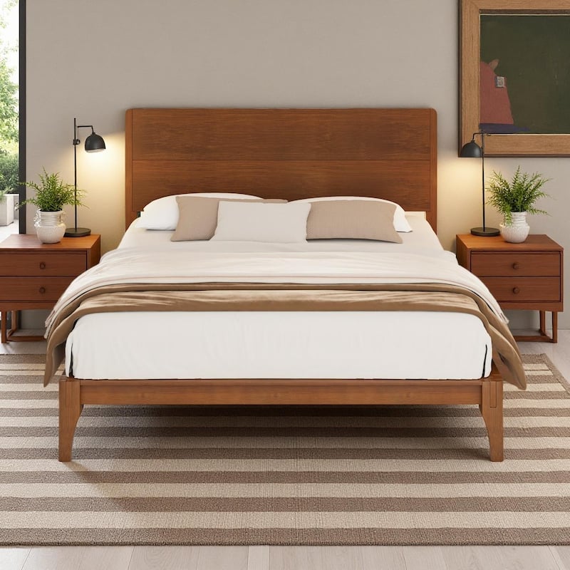 Eco-Chic Bamboo Platform Bed with Storage Space by Harper&Bright Designs - Brown - Full
