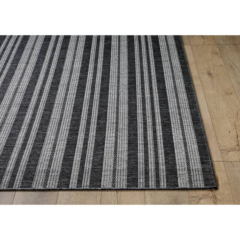 Domani Speak Transitional Stripe Indoor / Outdoor Area Rug