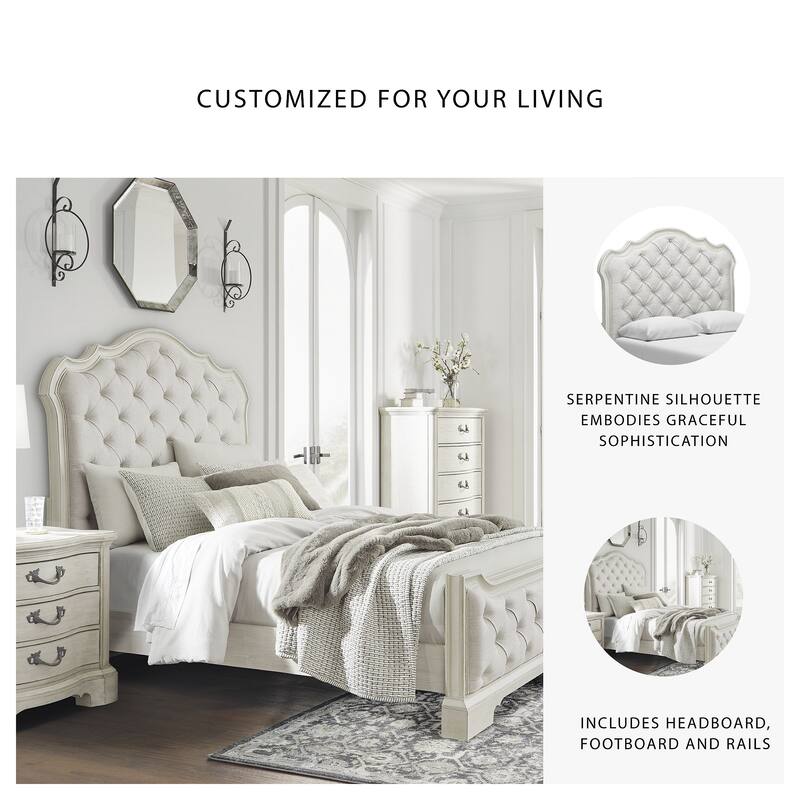 Signature Design by Ashley Arlendyne Antique White/Beige Upholstered Panel Bed