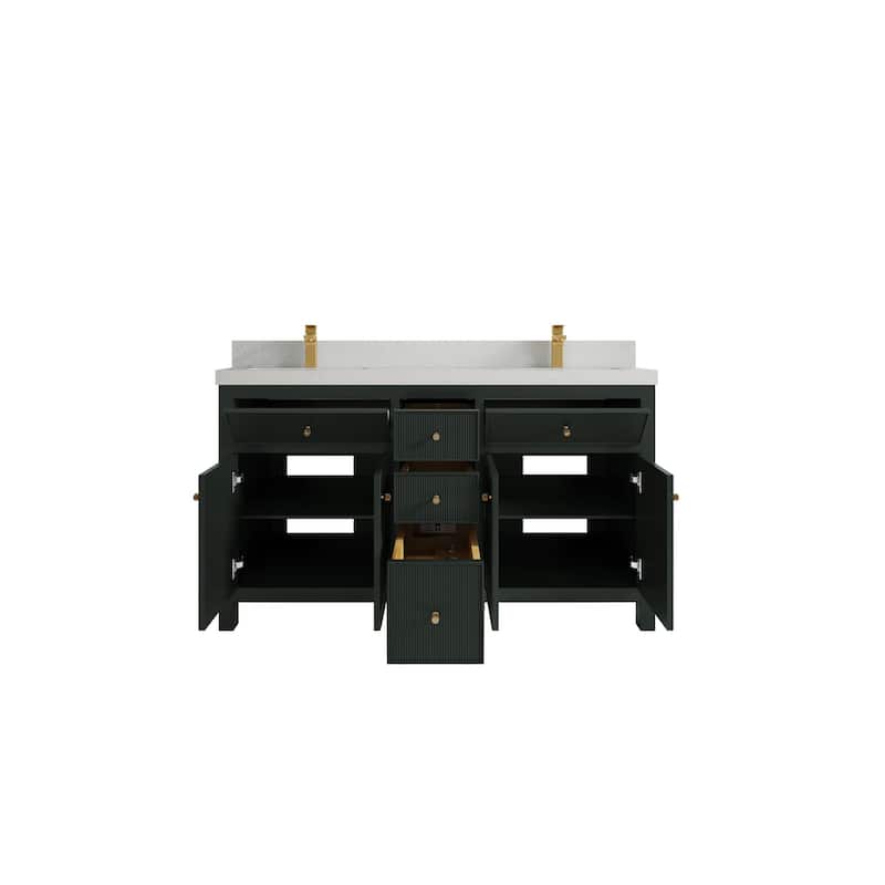 Willow Collections 60 in W x 22 in D Sonoma Free Standing Reeded Double Sink Bathroom Vanity with Countertop