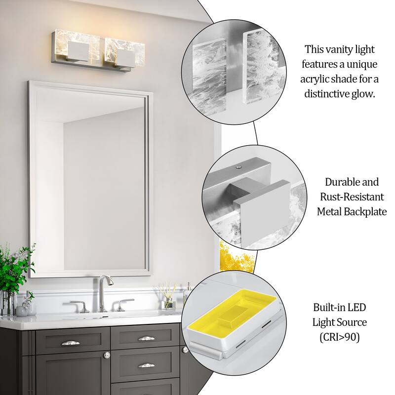 Modern Bathroom Vanity Light LED Dimmable Wall Sconce with UL Certified - 16 inches and above