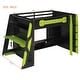 preview thumbnail 16 of 45, Full Size Wood Loft Bed with Built-in Gaming Desk, Multi-Tier Storage Shelves, and RGB Lighting Strip