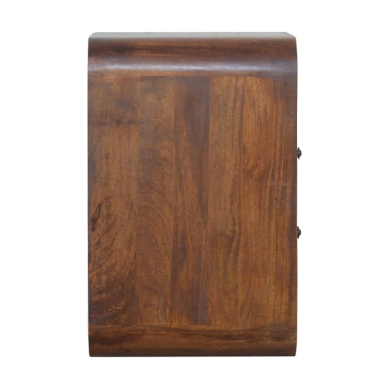 Artisan Furniture Solid Wood Chestnut Curve 2 Drawer Nightsand, Brown with 1 Shelf