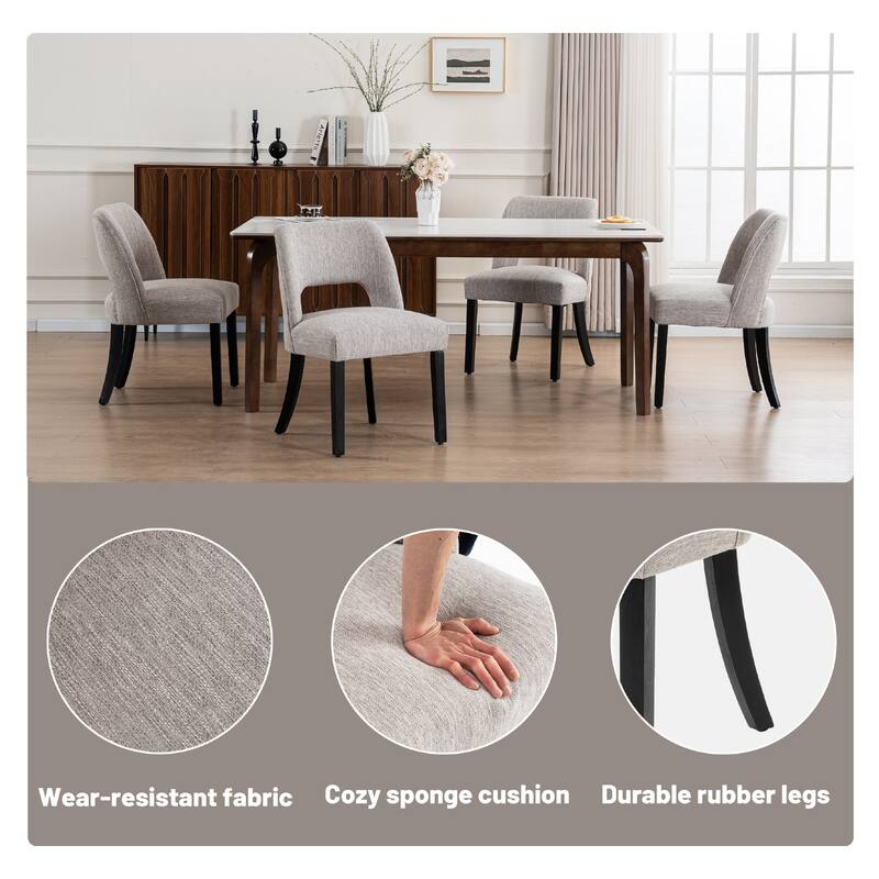 Set of 2/4/6 Modern Fabric Upholstered Dining Room Chair Kitchen Chairs with Wood legs