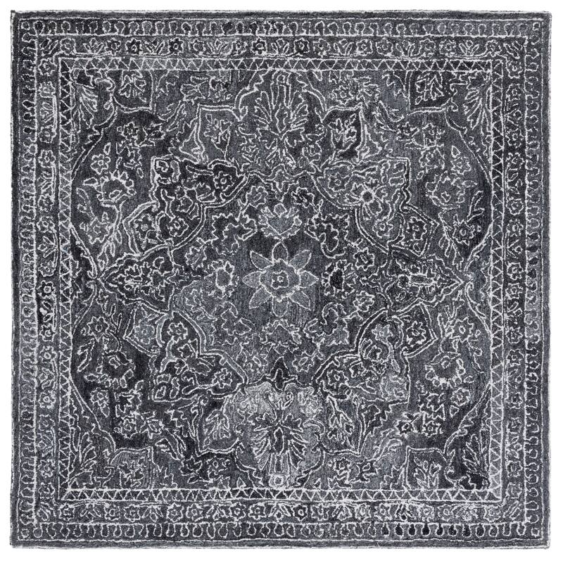 SAFAVIEH Handmade Marquee Callum Weave Rug - 6' Square - Black/Ivory