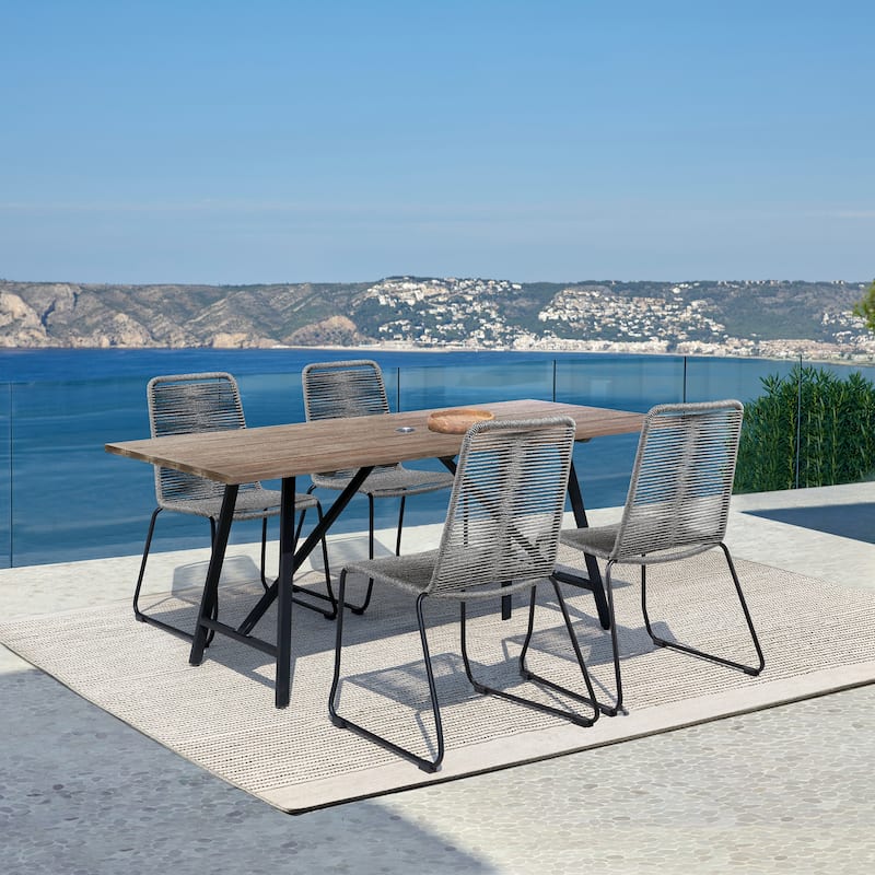 Koala and Shasta Rope and Eucalyptus Wood 5 Piece Outdoor Dining Set