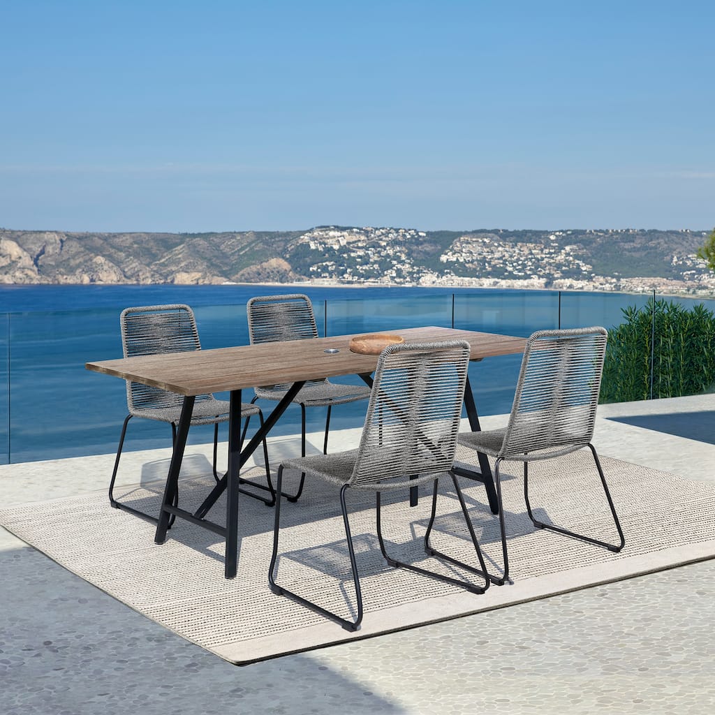 Koala and Shasta Rope and Eucalyptus Wood 5 Piece Outdoor Dining Set