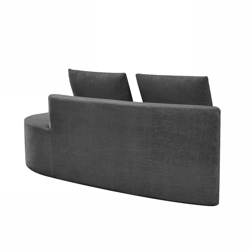 116" Pearl Upholstery Curved Sectional Sofa with Chaise Lounge, High-Density Compressed Sponge Design
