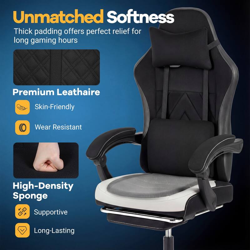 Gymax Gaming Chair w/Headrest Lumbar Support Linkage Armrests