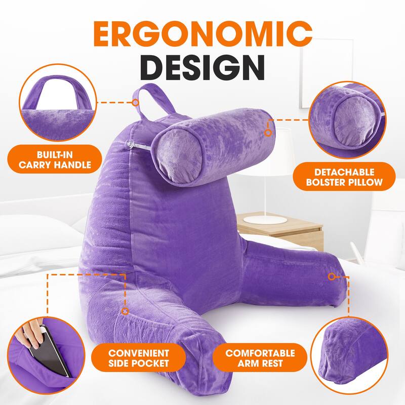 Cheer Collection Extra Large TV Pillow With Detachable Bolster