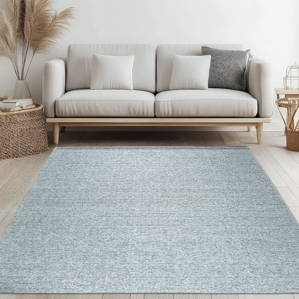 Hand-Knotted Wool Plush Flatweave Loom Rug | Elegant Silver Area Rug for Living Room, Bedroom, Office, & Home Décor