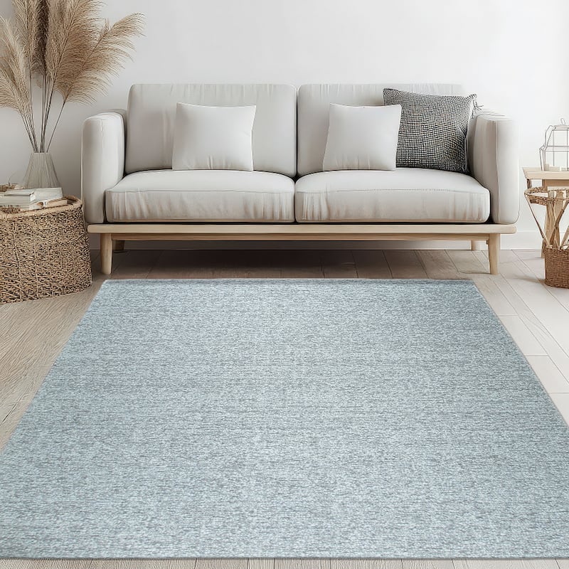 Hand-Knotted Wool Plush Flatweave Loom Rug | Elegant Silver Area Rug for Living Room, Bedroom, Office, & Home Décor