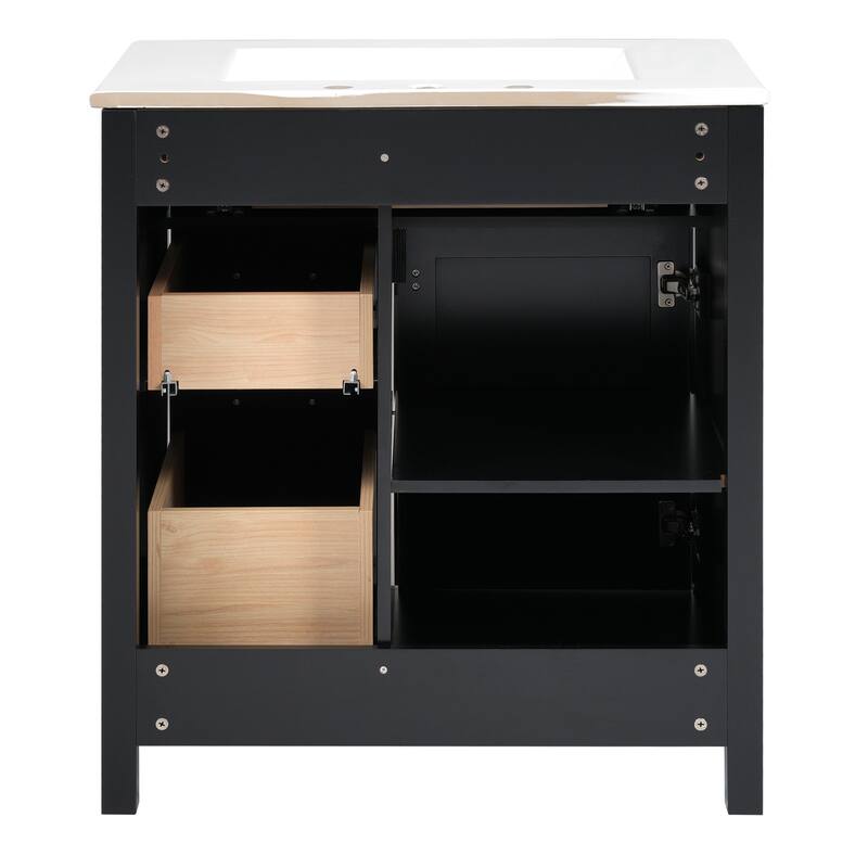30 in. W x 18.3 in. D x 33.6 in. H Single Sink Freestanding Bath Vanity with White Ceramic Top