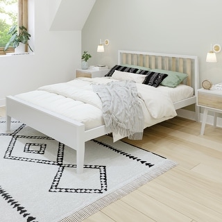 Max and Lily Scandinavian Queen-Size Bed with Slatted Headboard