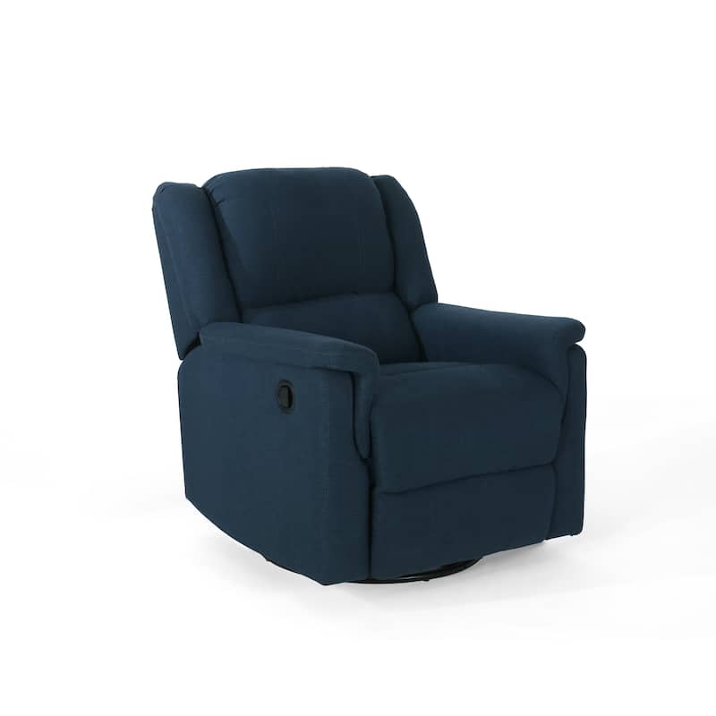 Doi Manual Glider Swivel Recliner Chair, Navy Blue Fabric