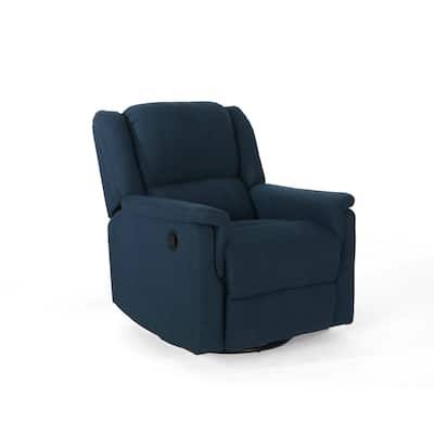 Doi Manual Glider Swivel Recliner Chair, Navy Blue Fabric