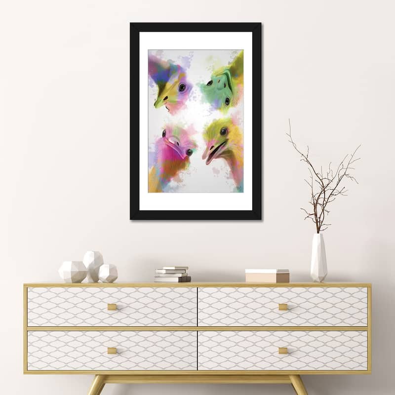 iCanvas "Rainbow Splash Four Ostriches" by Fab Funky