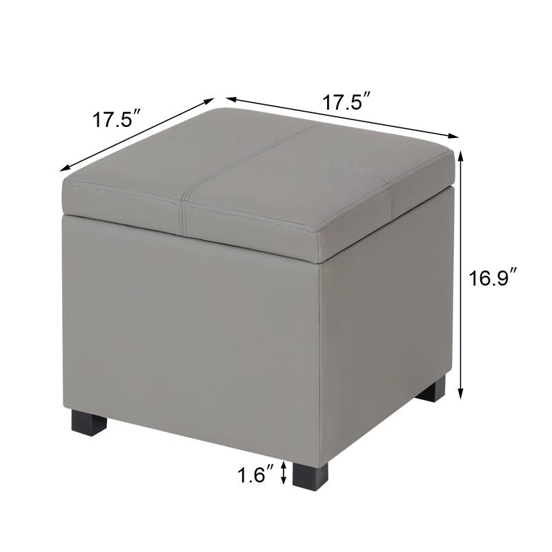 Adeco Square Tufted Storage Ottoman with Hidden Space