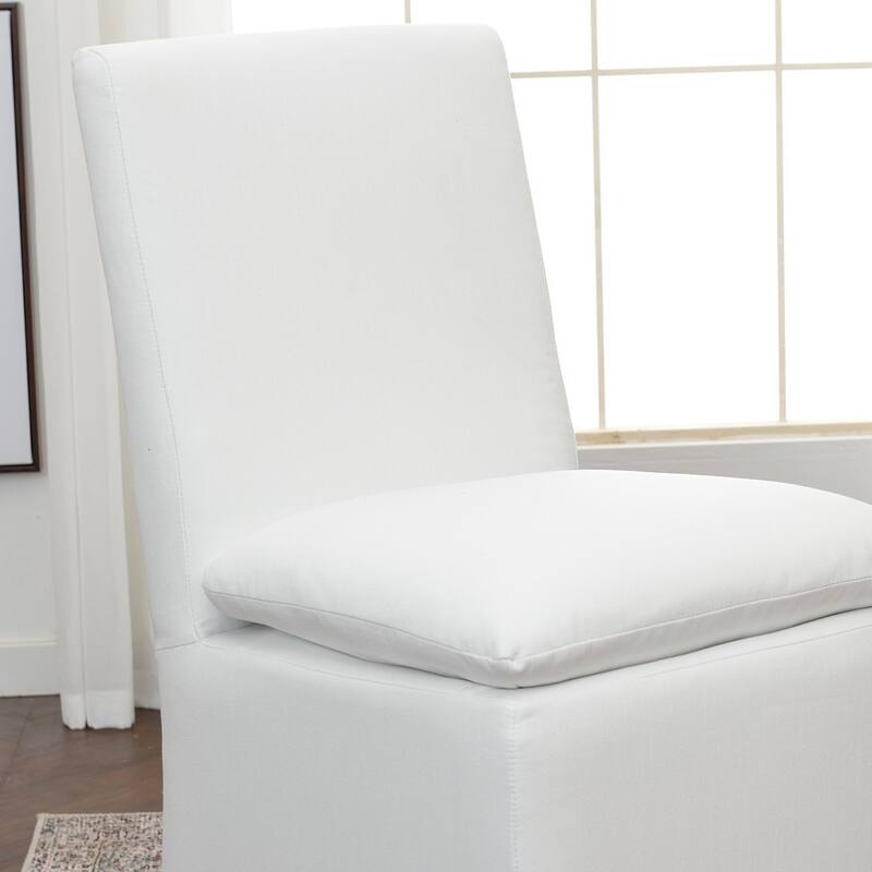 KINWELL 21" Performance Fabric Upholstered Dining Side Chair with Casters (Set of 2)