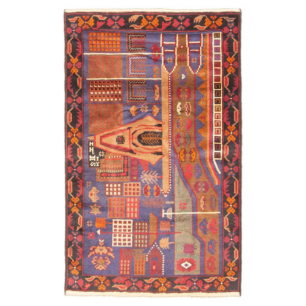 Teimani Navy Rug 3'2" x 5'0" - 3'2 x 5'0