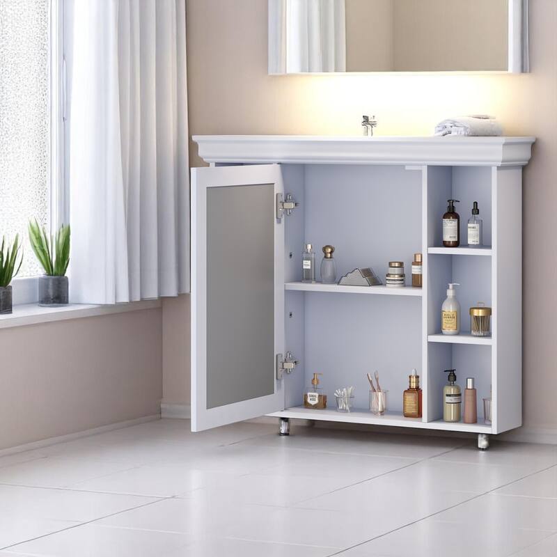 Modern 35" Bathroom Wall Cabinet with Mirror, 6 Shelves for Storage, Over Toilet Cabinet