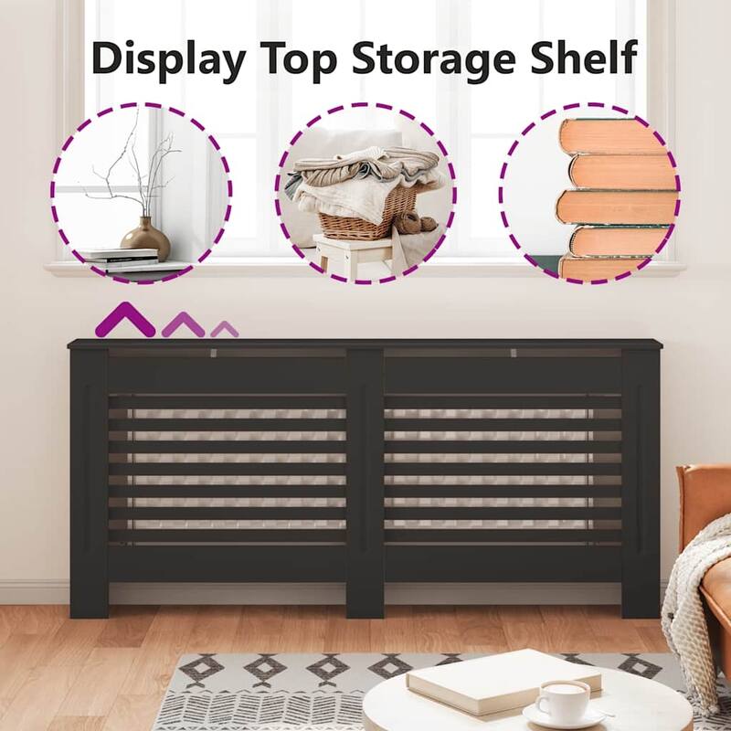 vidaXL Radiator Cover with Top Storage Shelf, 67.7x7.5x32.1 Inches