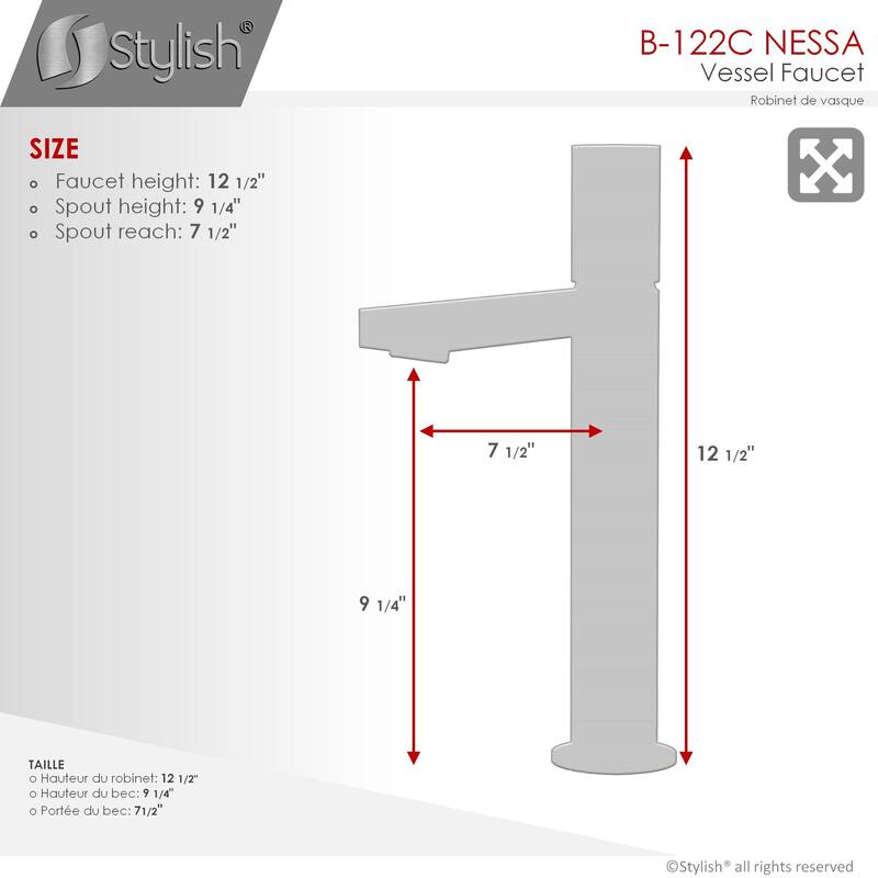 Stylish Nessa Single Handle Ht 12 1/2" Vessel Bathroom Faucet B-122