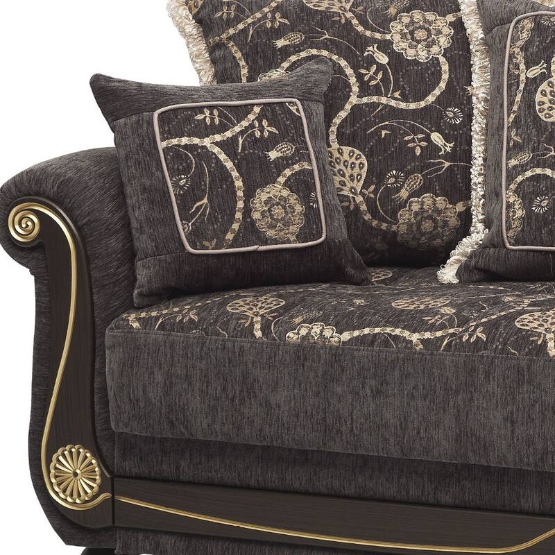 HomeRoots 95" Gray Chenille Convertible Futon Sleeper Sofa And Toss Pillows With Storage