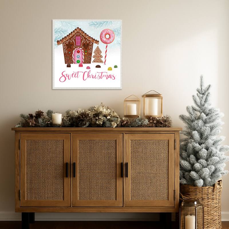 Sweet Holidays I by Victoria Borges (22 x 22 in.), Framed Canvas Wall Art Print - Sylvie Beaded White