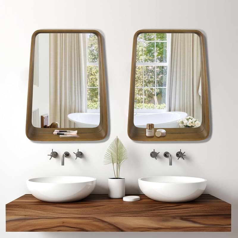 Multifunctional Wall Mirror Set with Shelf - 18"x24"