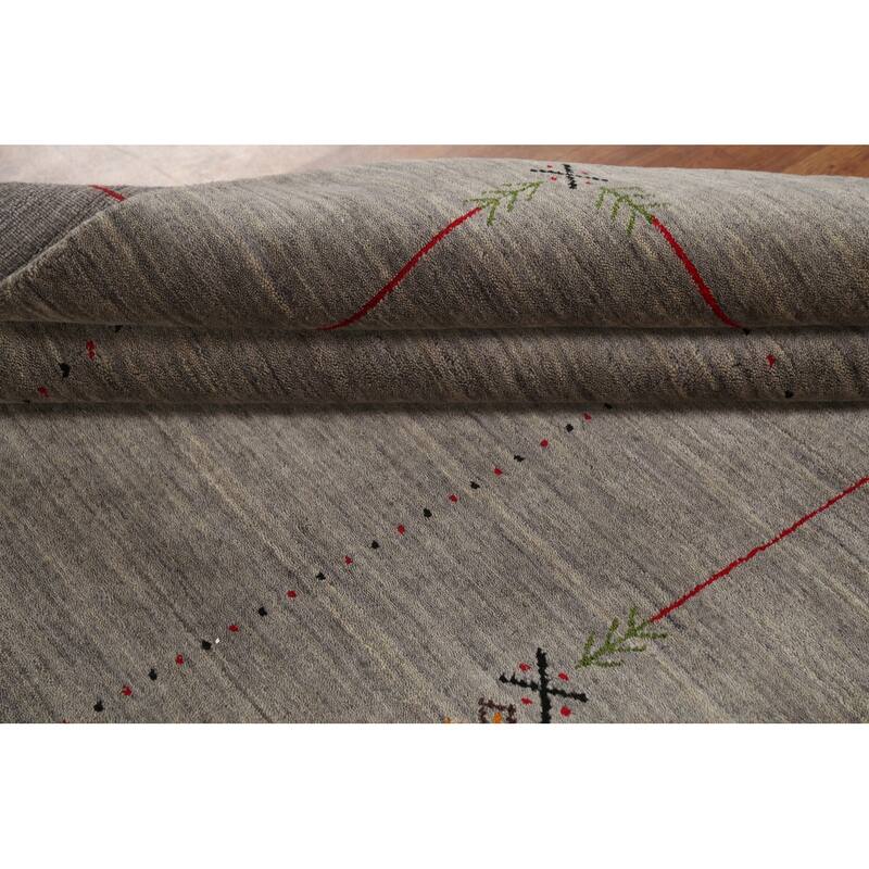 Striped Gabbeh Oriental Area Rug Handmade Contemporary Wool Carpet - 5'1"x 7'10"