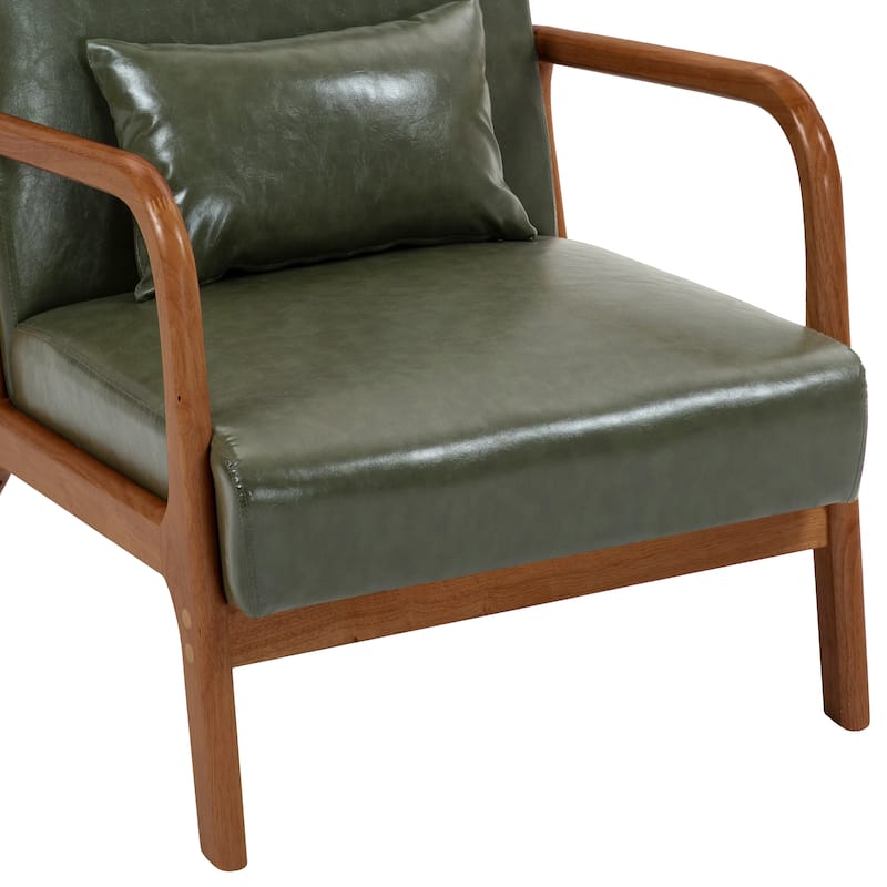 Mid Century Solid Wood Upholstered Accent Chair
