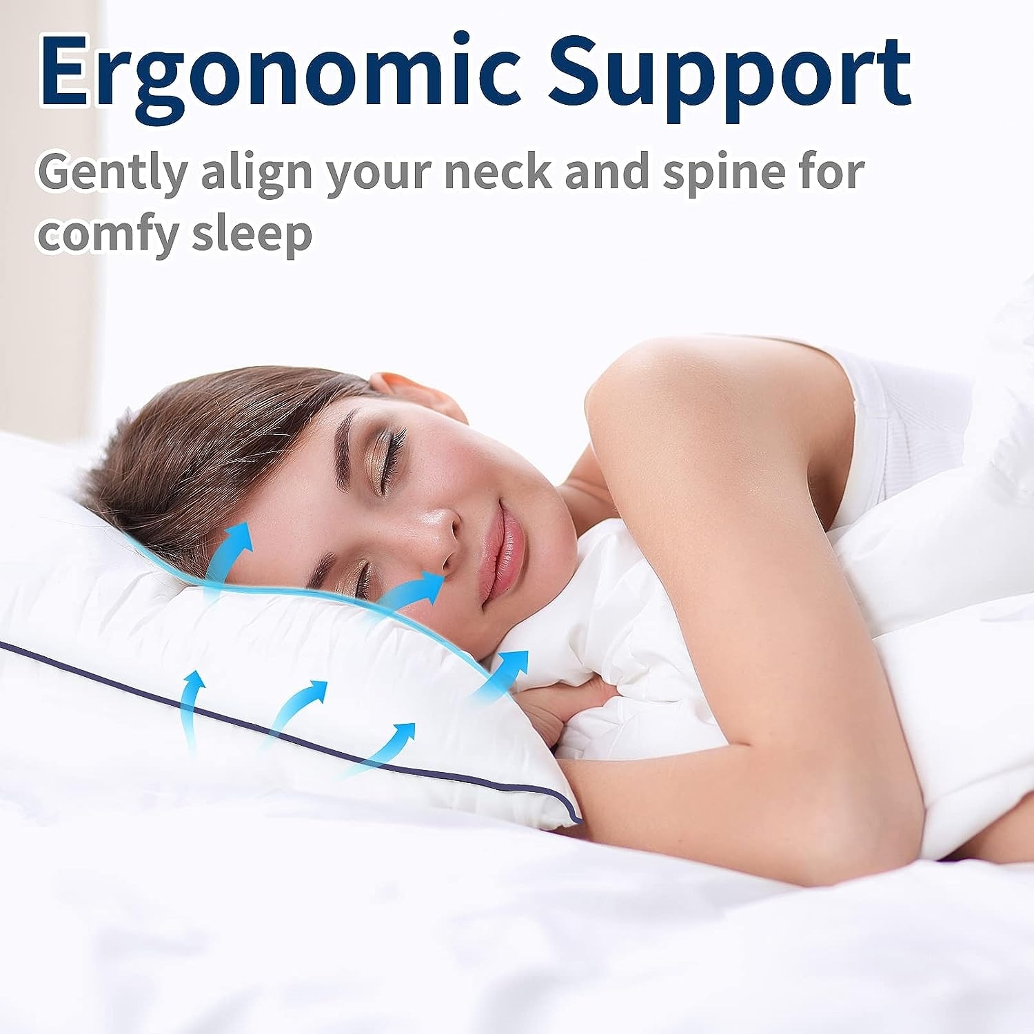 Cooling Pillow for Side Back and Stomach Sleepers Set of 2 WHITE