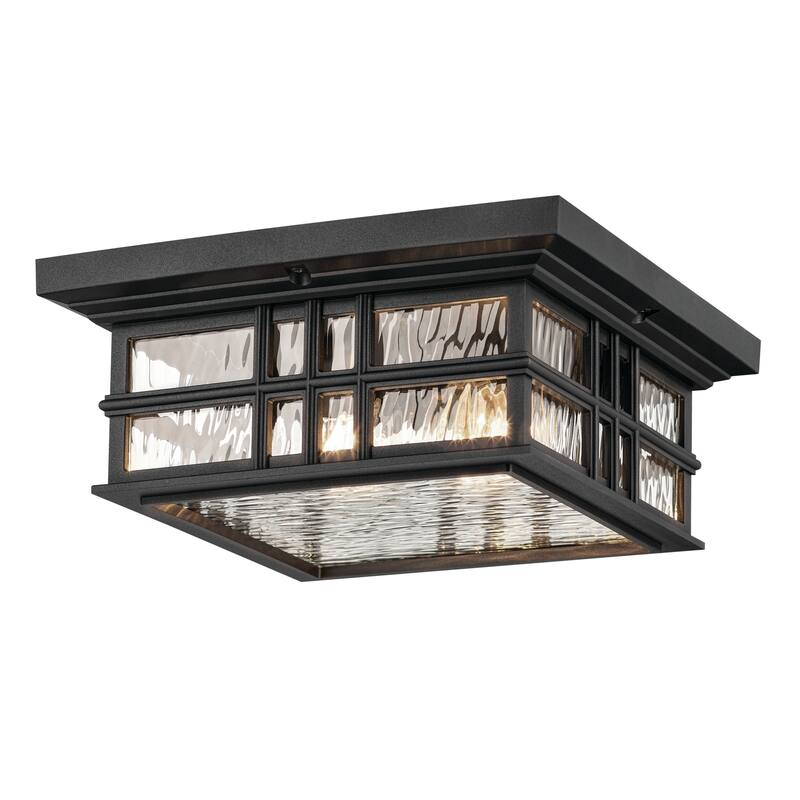 Kichler Lighting Beacon Square 2-Light Textured Black Outdoor Flush Mount Light - 12 in