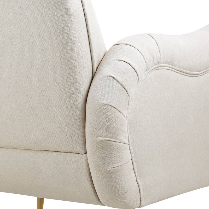 Snowflake Fabric Accent Chair with Gold Metal Legs, High-Density Foam and Spring Cushion, and 300 lbs Weight Capacity