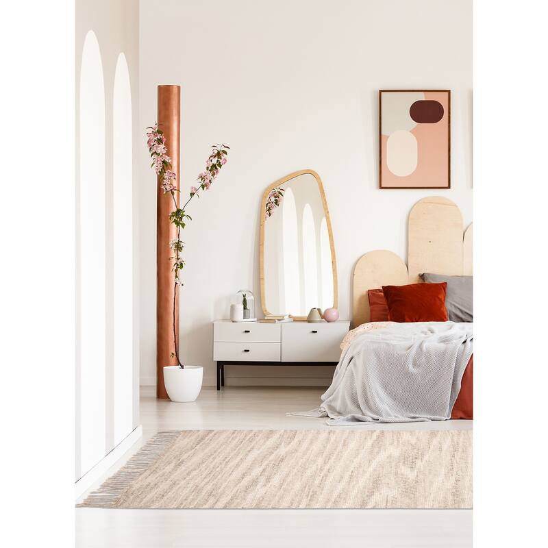 ECARPETGALLERY Braid weave Sienna Light Khaki Wool Rug - 5'0 x 8'1