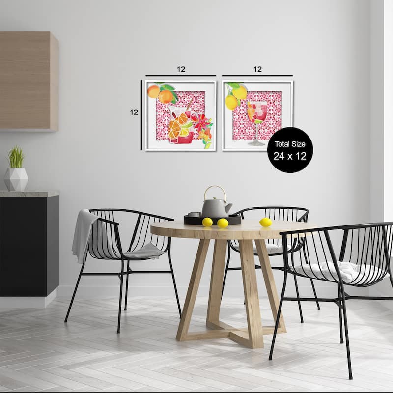 Stupell Sangria Pitcher & Glass Framed Giclee Art Design By Hillary Holt (Set of 2)